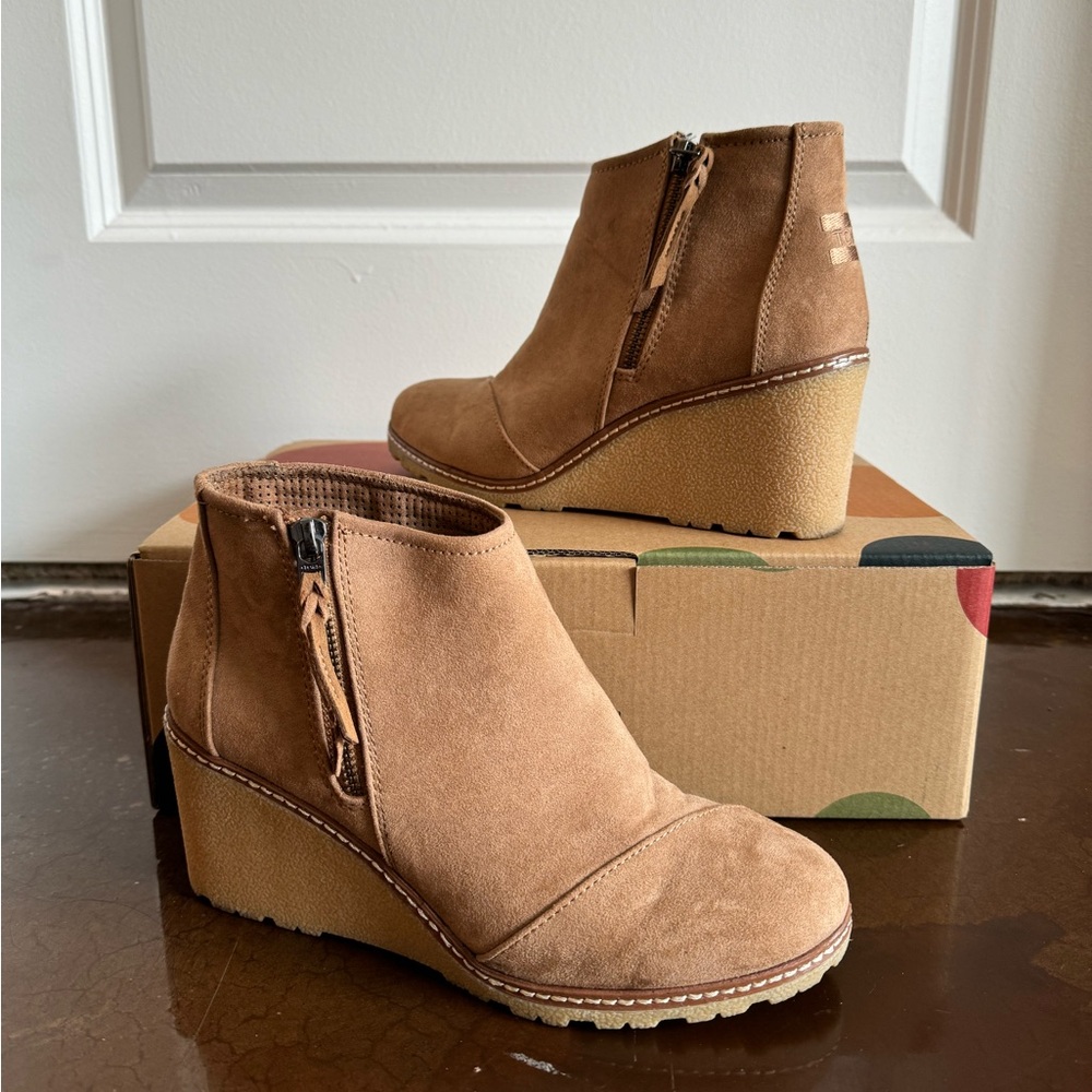 Brown Suede Wedge Booties
